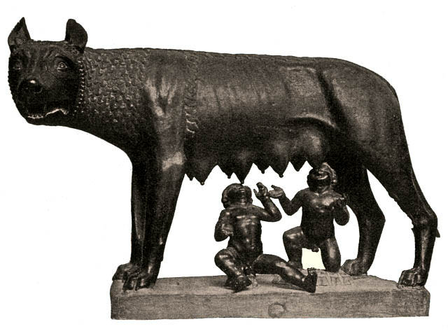 Romulus i Remus, posąg z brązu